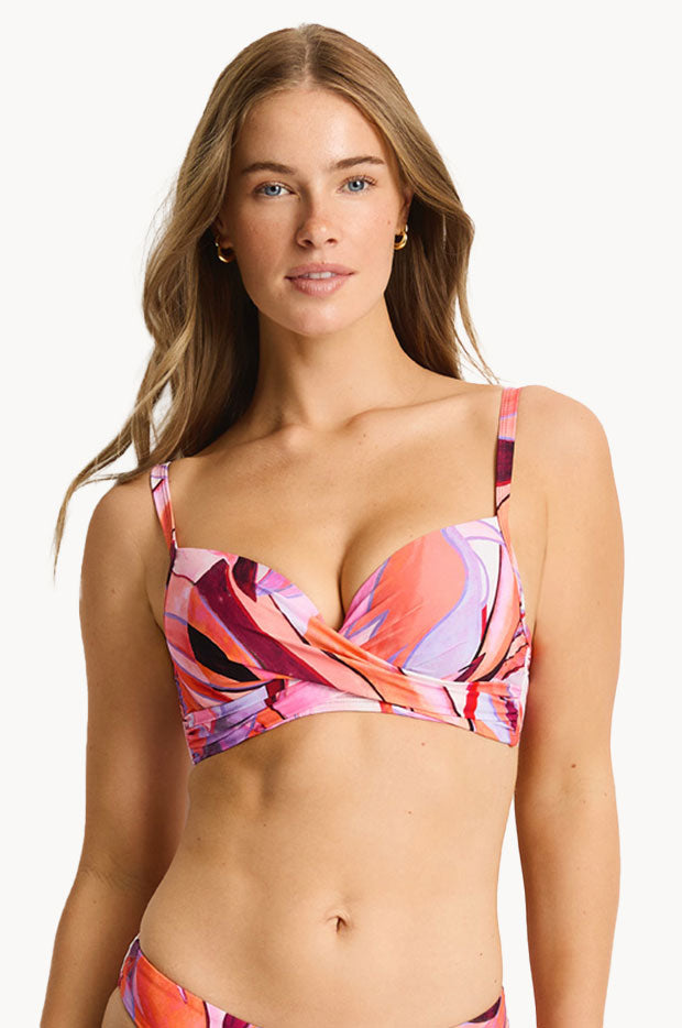 Neon Wave D/DD Cup Cross Front Bra