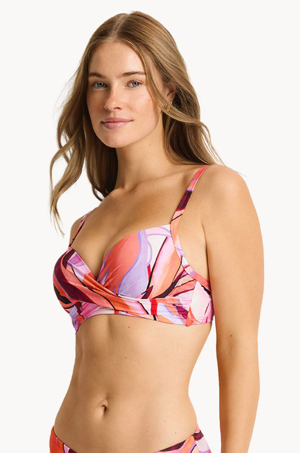 Neon Wave D/DD Cup Cross Front Bra