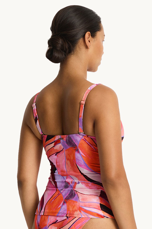 Neon Wave Cross Front Tankini Separate