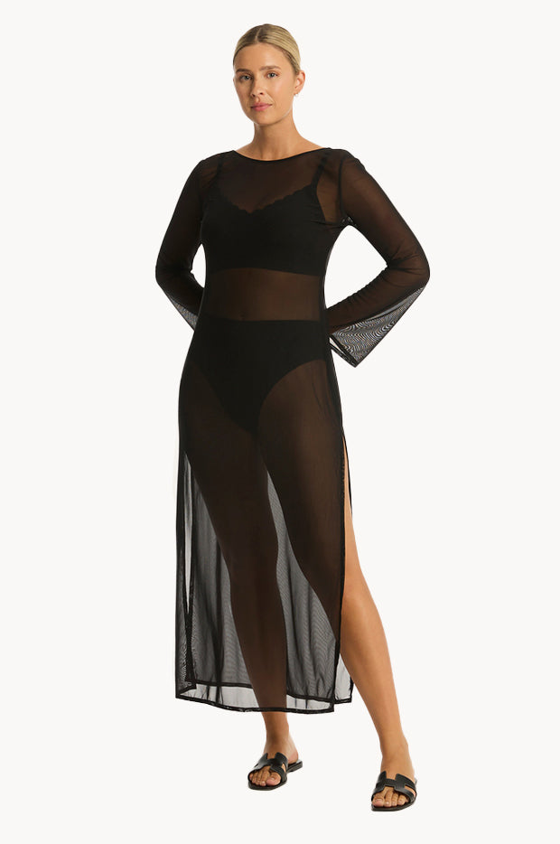 Day Club Mesh Long Dress S BLACK Day Club Mesh Long Dress S BLACK