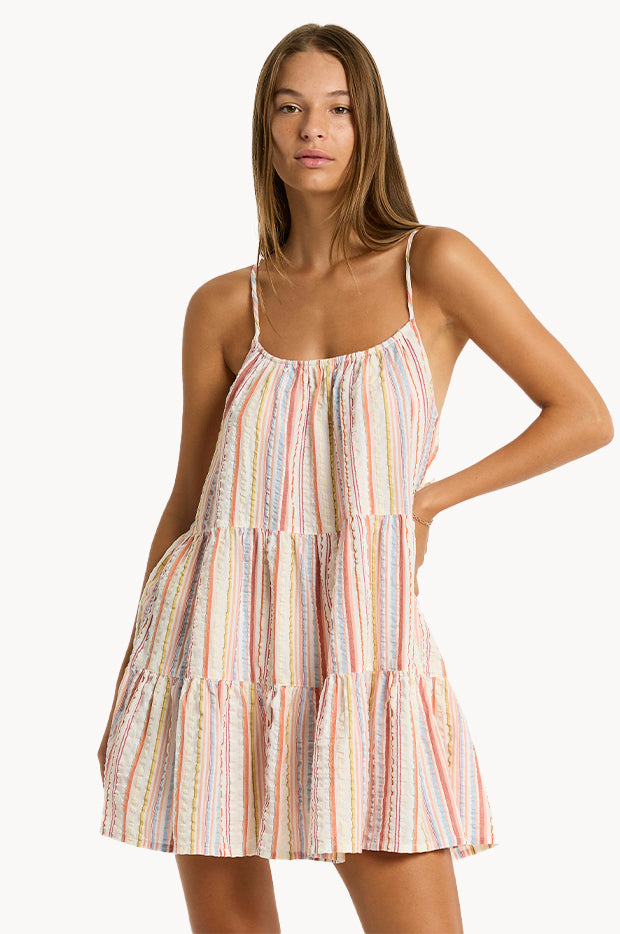 Boho Stripe Tie Back Short Sundress