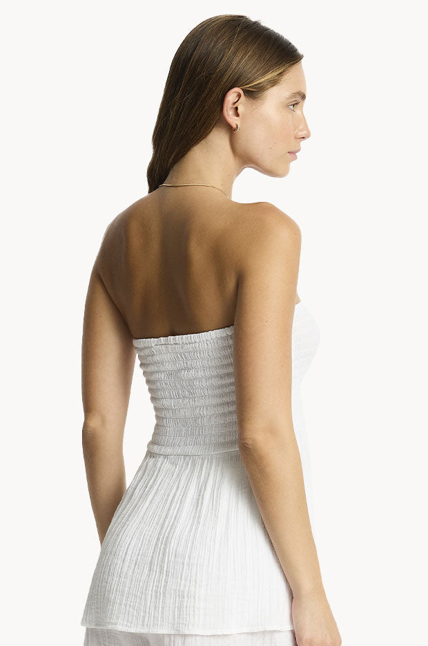 Sunset Shirred Bandeau Top