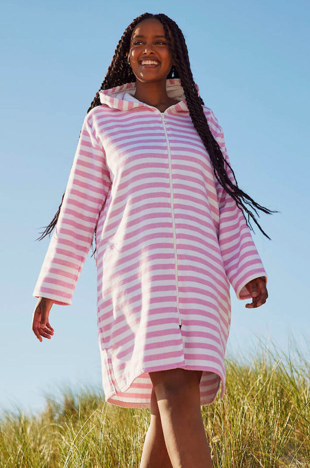 Sammimis Australia Stripe Positano Hooded Towelling Robe Pink