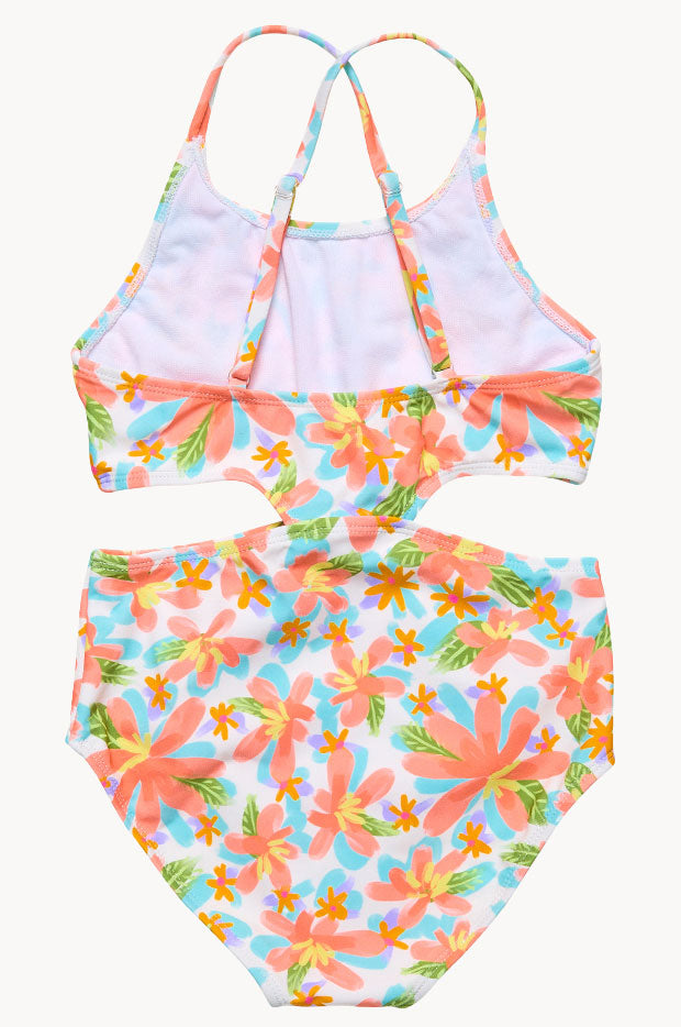 Girls Hawaiian Luau Cut Out One Piece