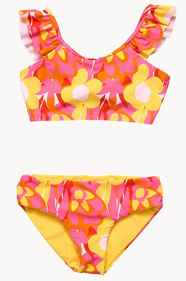 Girls Pop Of Sunshine Frill Crop Set