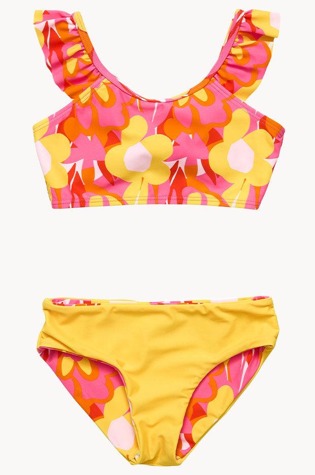 Girls Pop Of Sunshine Frill Crop Set