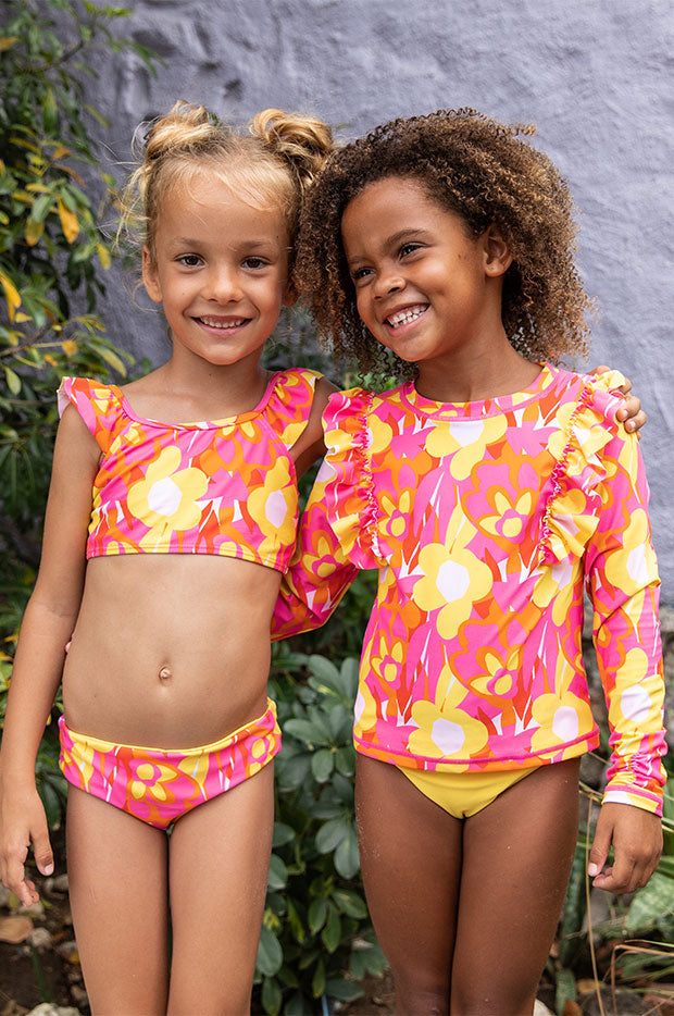 Girls Pop Of Sunshine Frill Crop Set