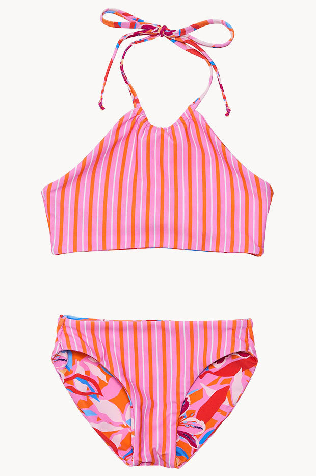 Girls Blooming Sunset Reversible Halter Set