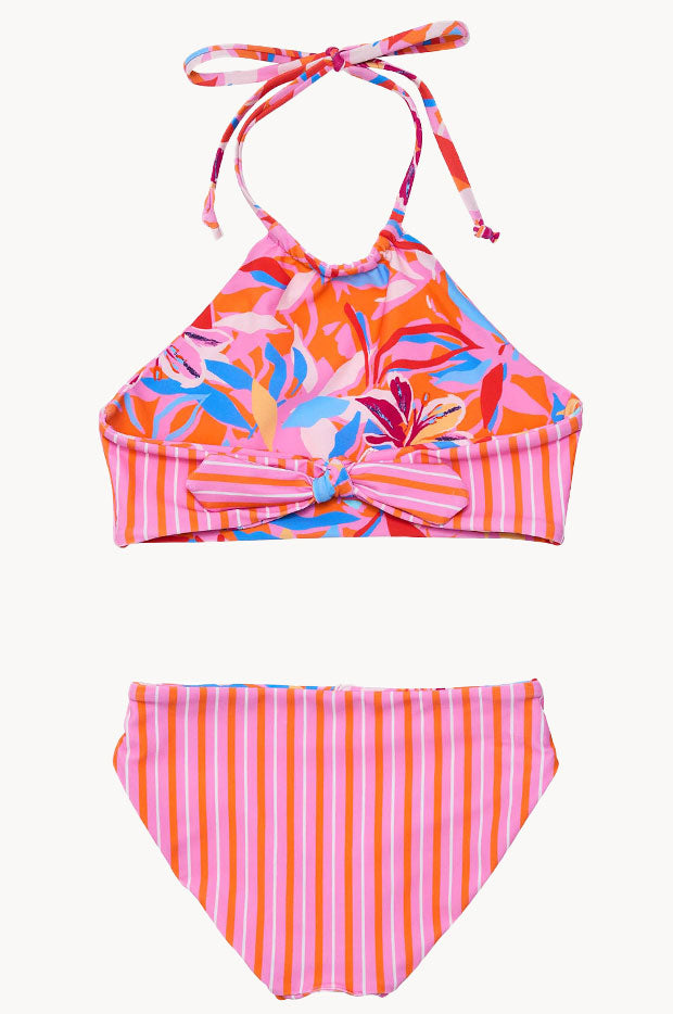 Girls Blooming Sunset Reversible Halter Set