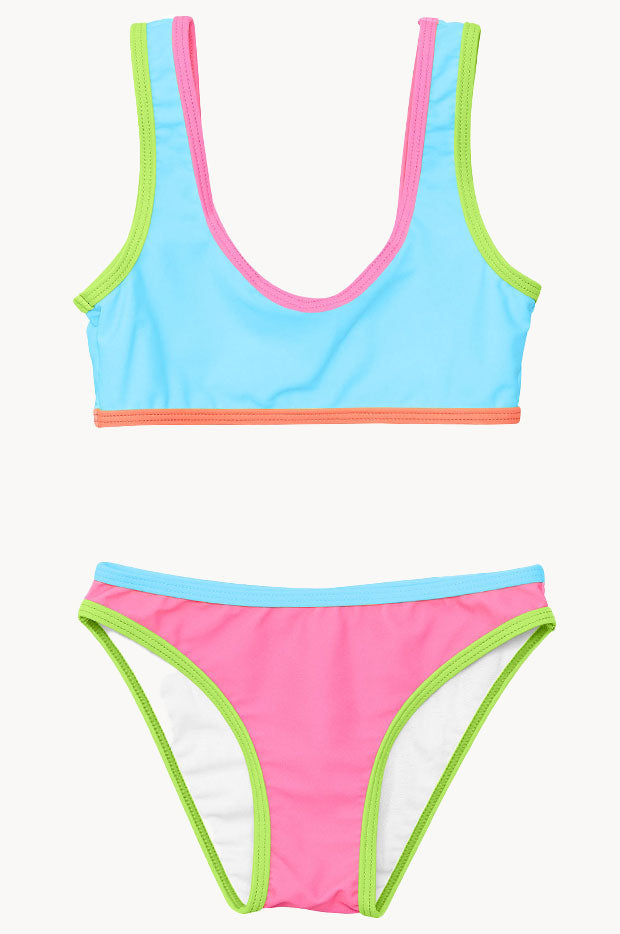 Girls Candy Colourblock Crop Set