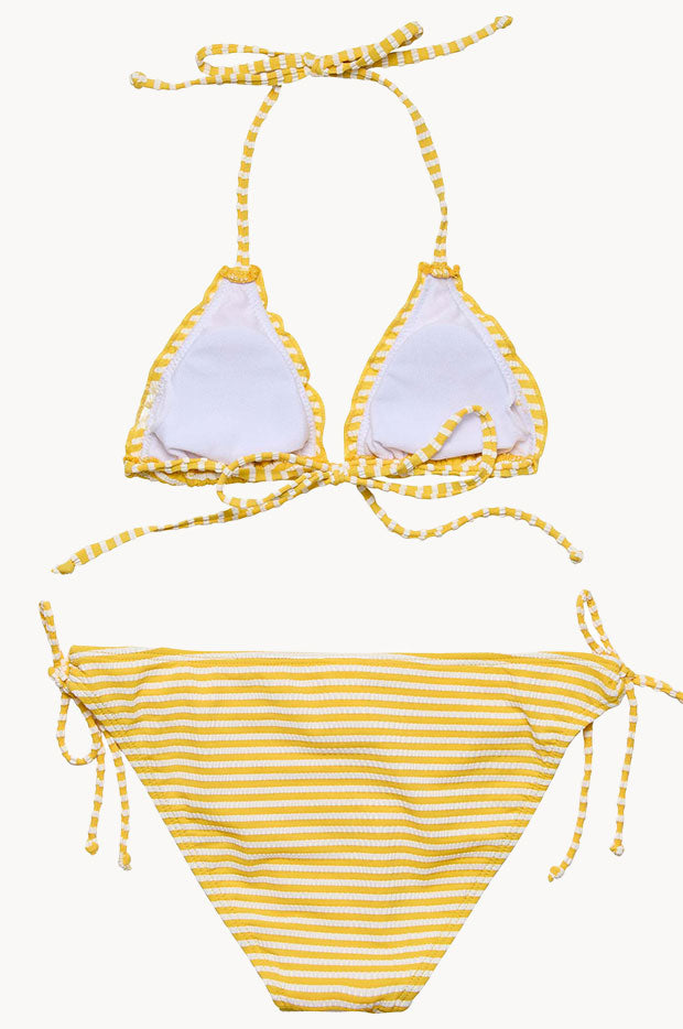 Snapper Rock - Girls Sunshine Stripe Tri Set - Yellow | Swimwear Galore AU