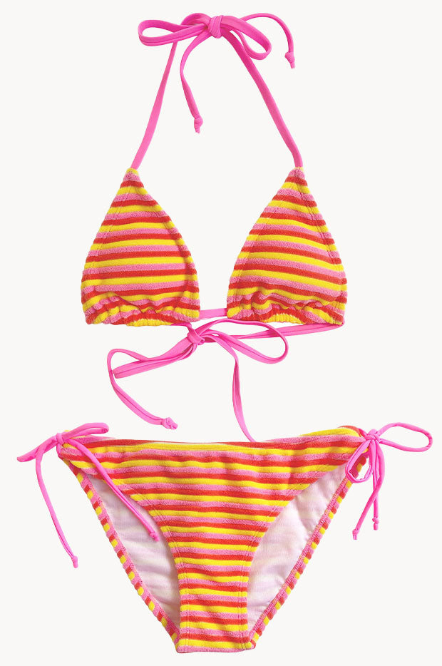 Snapper Rock - Girls Glow Burst Stripe Tri Set - Pink/Yellow