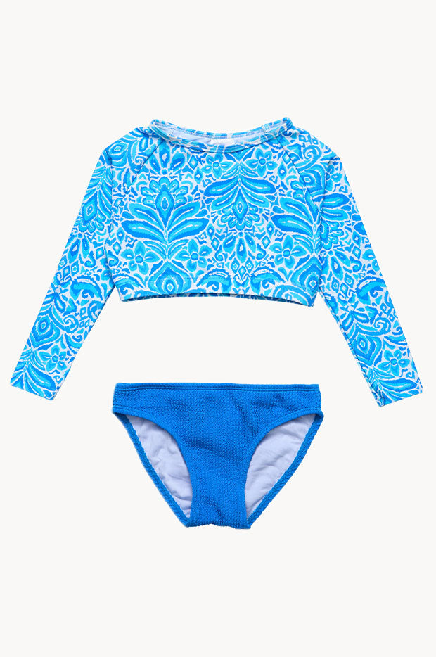 Girls Santorini Blue Crop Suntop Set