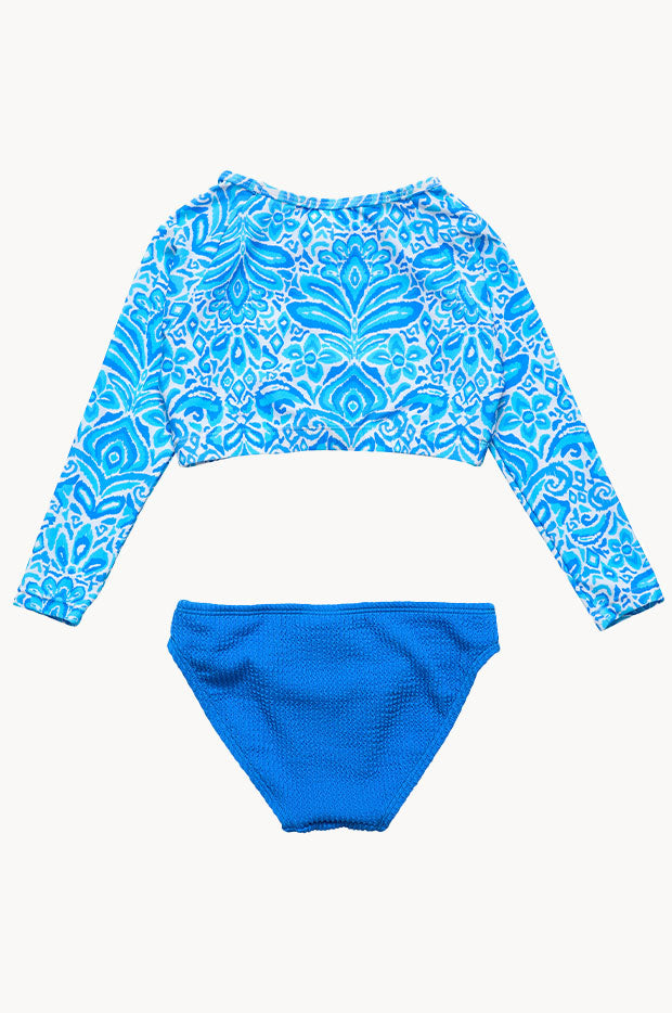 Girls Santorini Blue Crop Suntop Set