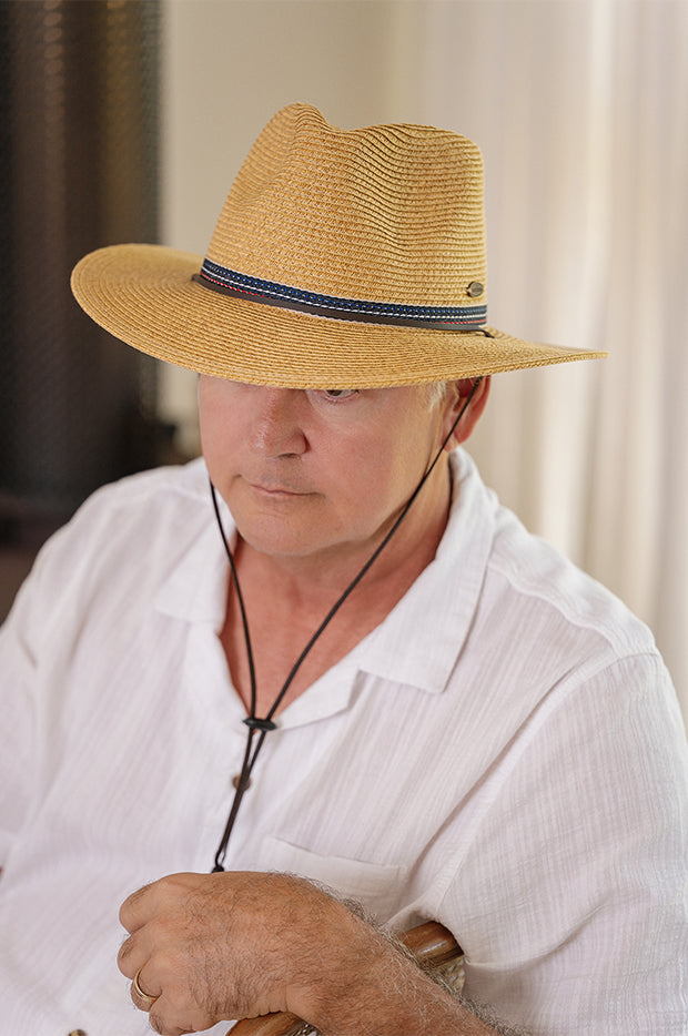 Mens Navy Band Panama Hat