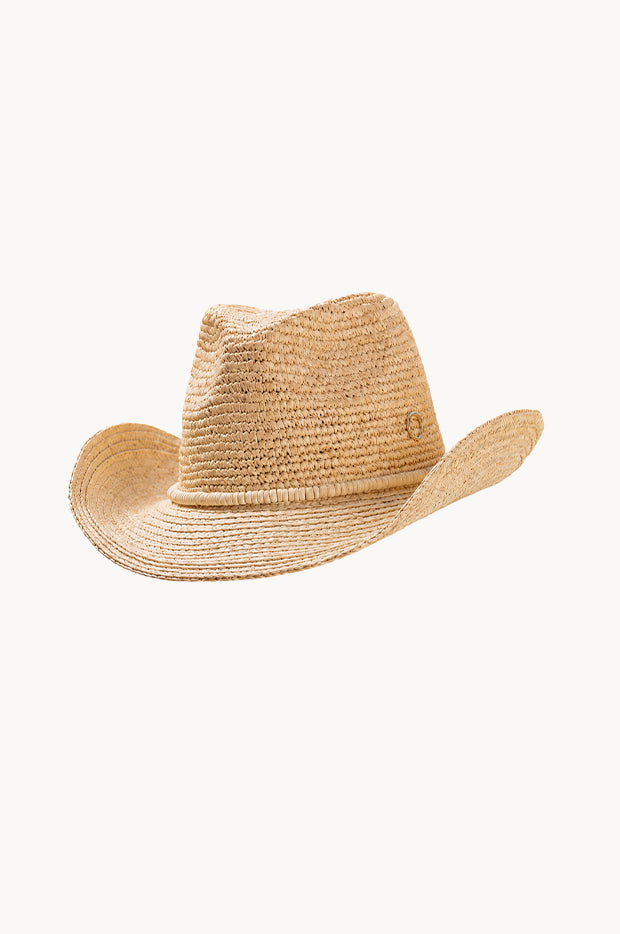 Stacked Shell Raffia Western Hat