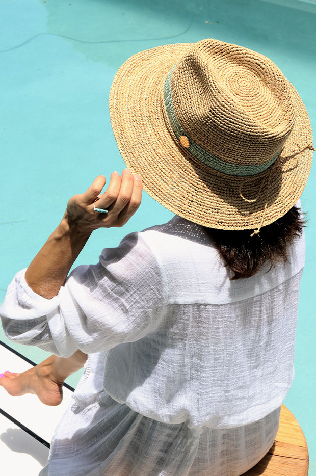 Raffia Mint Band Panama Hat