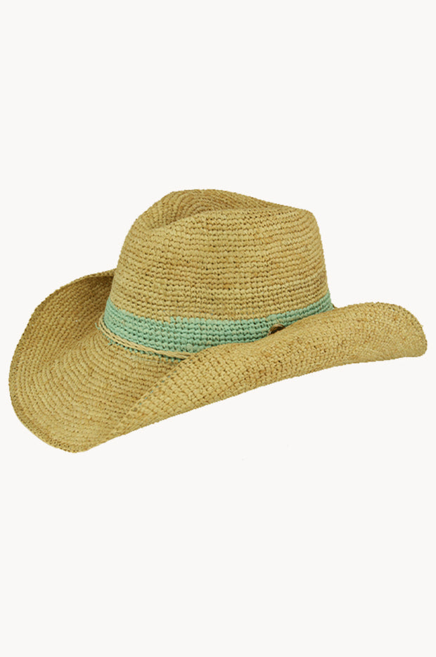 Raffia Mint Band Cowboy Hat