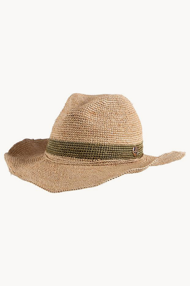 Raffia Olive Band Cowboy Hat