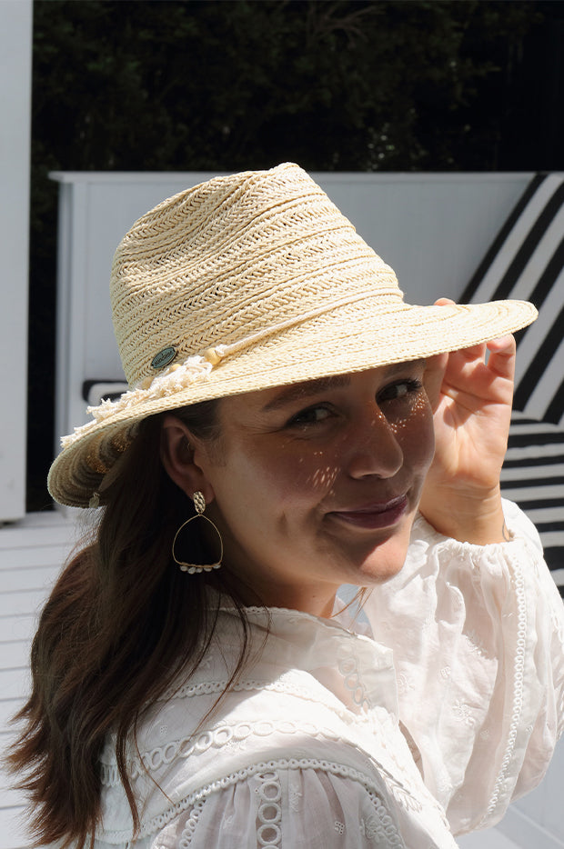 Tassel Bead Trim Panama Hat