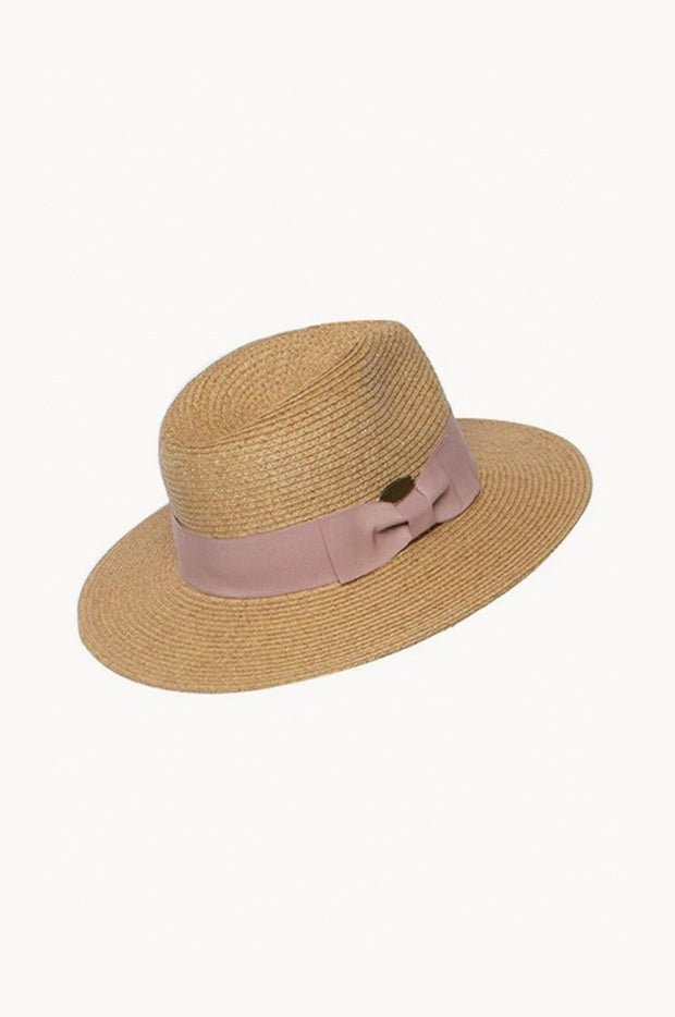 Girls Blush Ribbon Panama Hat