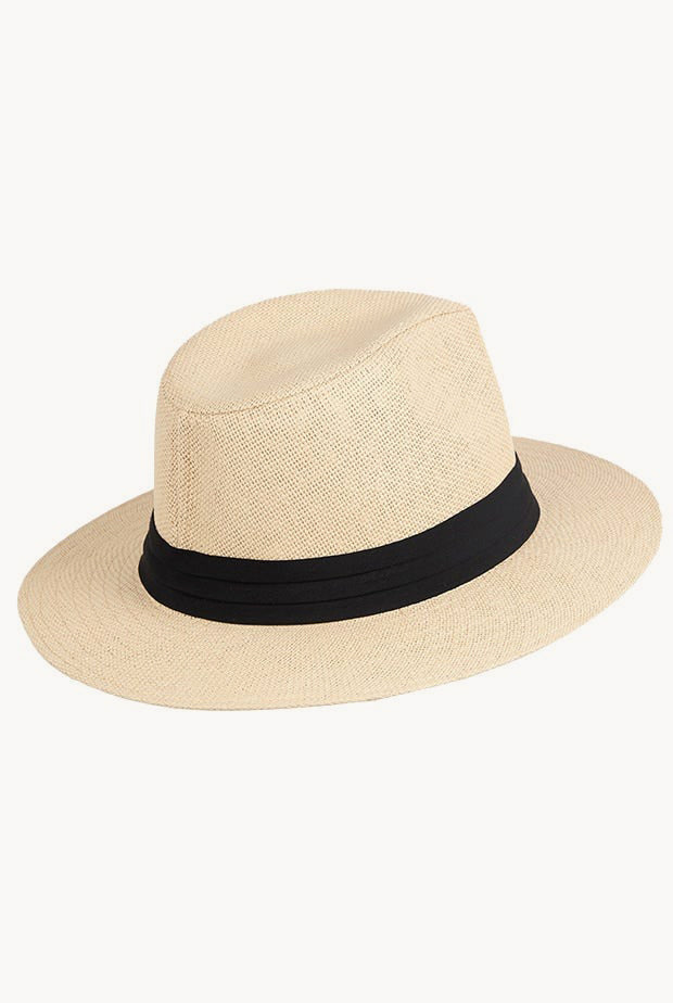 Mens Black Band Panama Hat