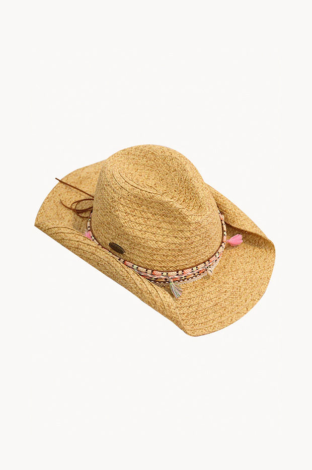 Shell And Tassel Trim Cowboy Hat