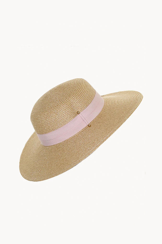 Blush Ribbon Wide Brim Hat