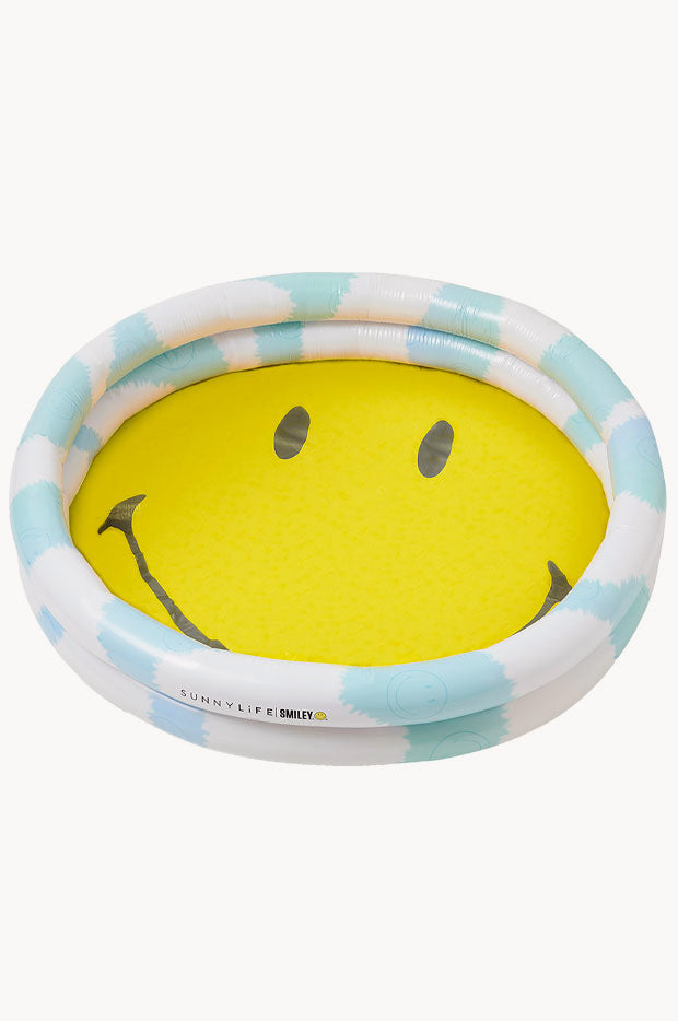 Sunny Life - Smiley Inflatable Pool - Yellow/Blue | Swimwear Galore AU