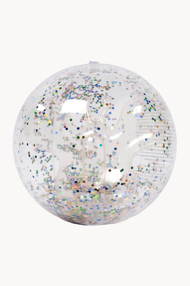 Sunny Life - Glitter Cotton Candy 3D Inflatable Beach Ball - Clear