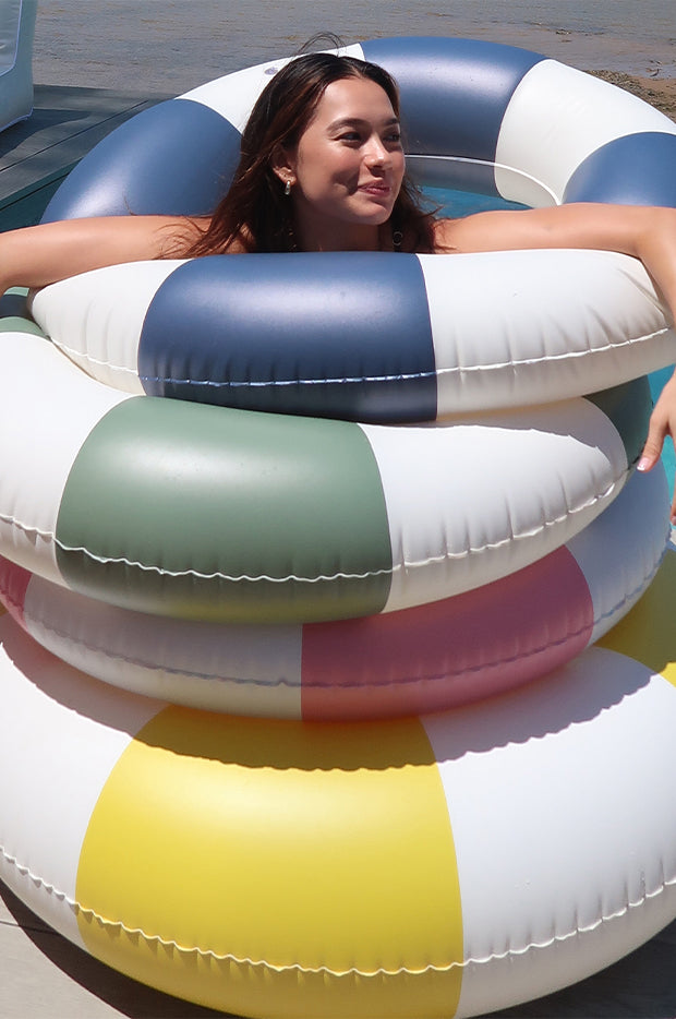 Sunny Life - Stripe Slim Tube Pool Ring - Navy | Swimwear Galore US