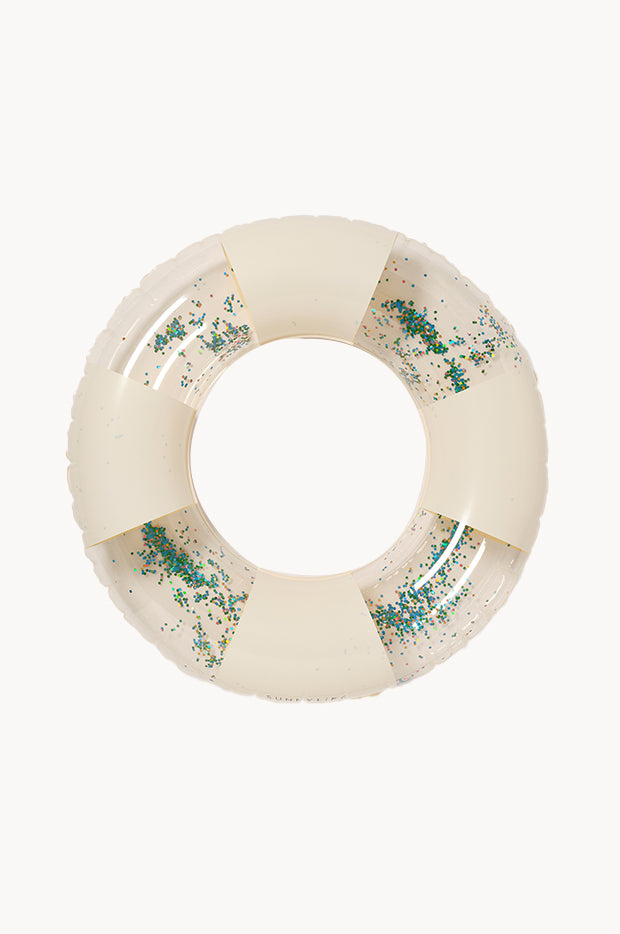 Sunny Life - Cotton Candy Stripe Tube Pool Ring - White/Clear