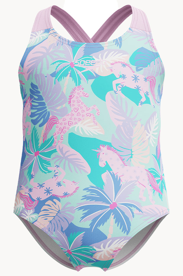 Girls Print Cross Back One Piece