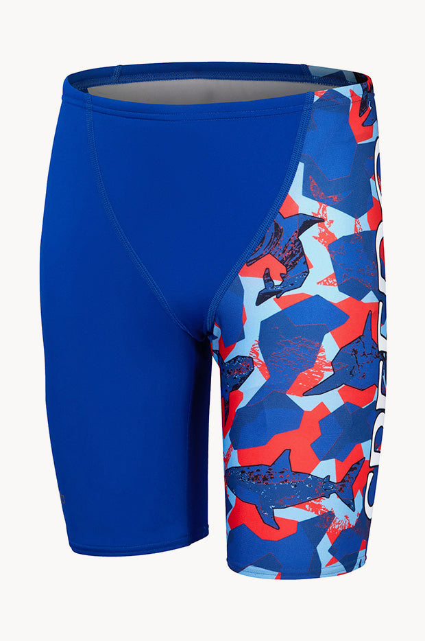 Speedo - Boys Shark Digital V Cut Jammer - Blue/Red | Swimwear Galore AU