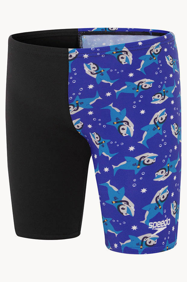 Speedo - Toddler Boys Shark Digital Printed Jammer - Black/Blue