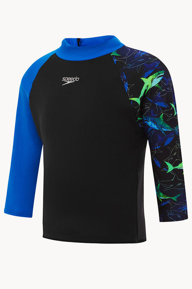Speedo - Toddler Boys Shark Suntop - Black/Blue | Swimwear Galore AU