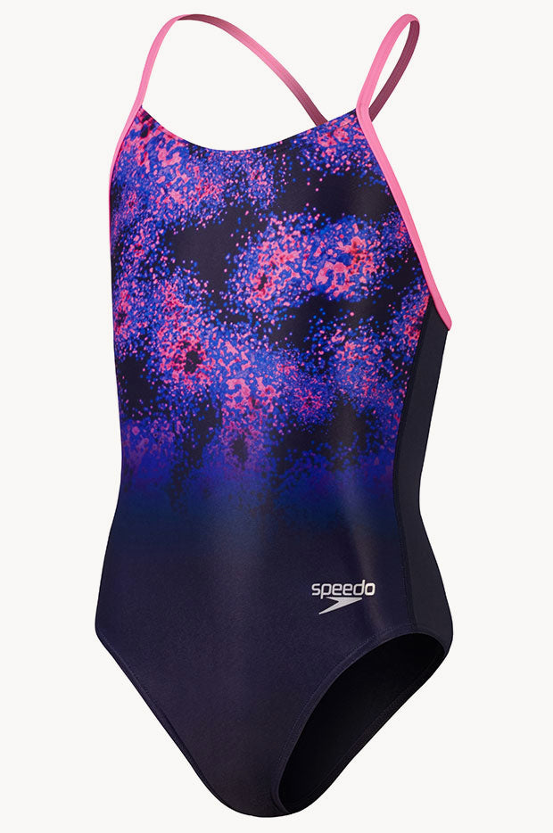 Girls Allover Lane Line Back One Piece