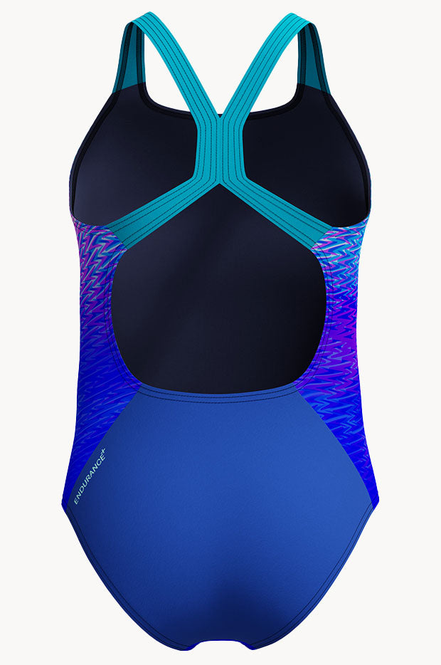 Girls Print Placement Powerback One Piece