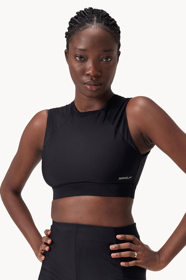 Speedo - Solid Mesh Crop - Black | Swimwear Galore US