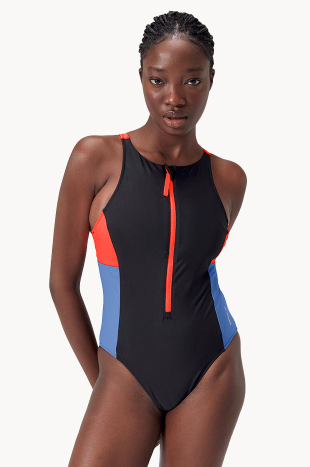 Colourblock Zip One Piece