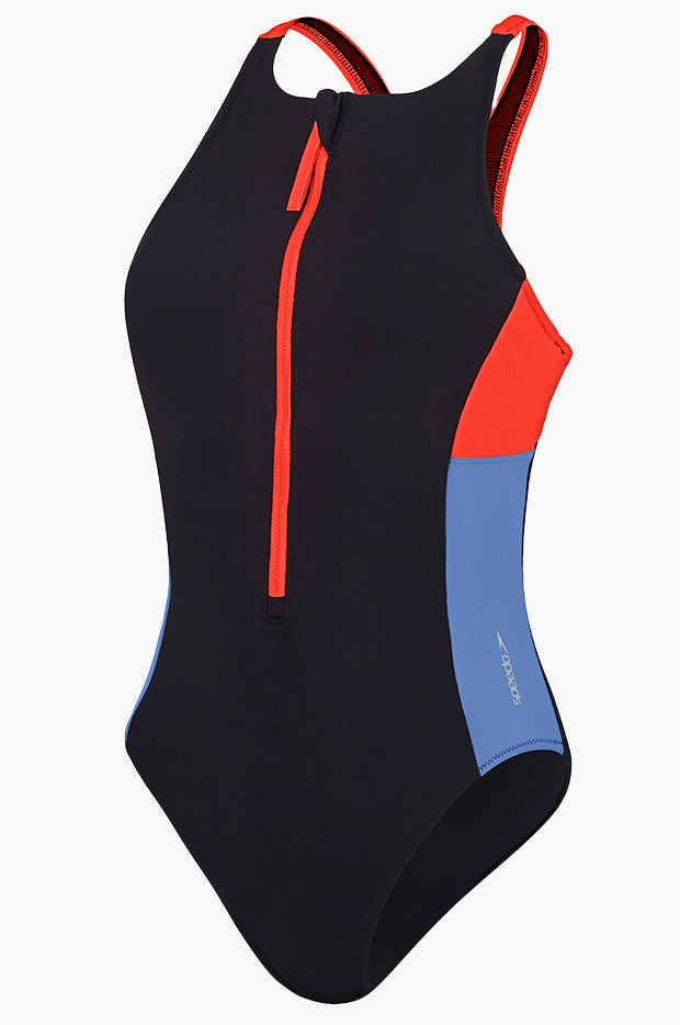 Colourblock Zip One Piece