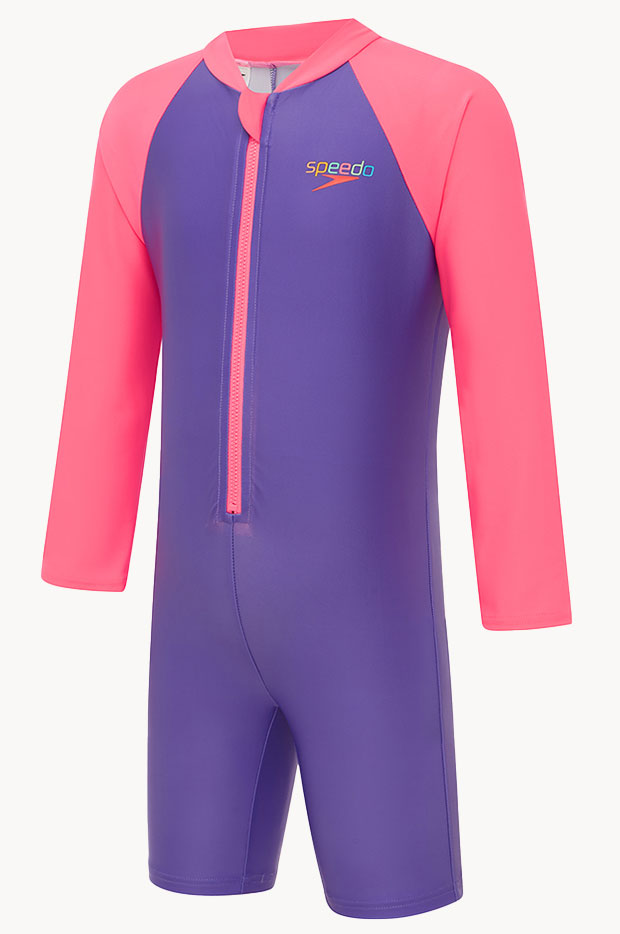 Girls Splice Long Sleeve Sunsuit