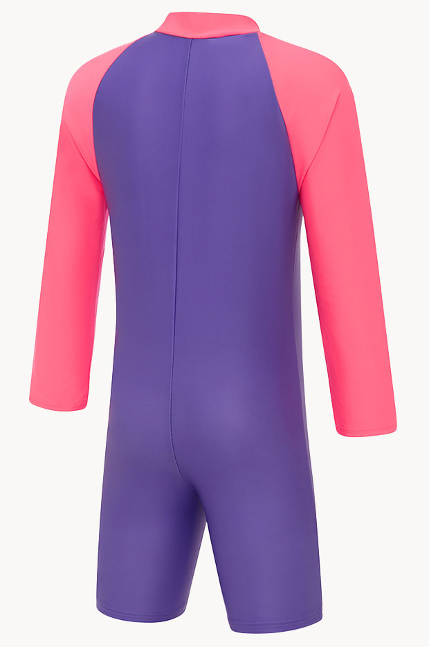Girls Splice Long Sleeve Sunsuit