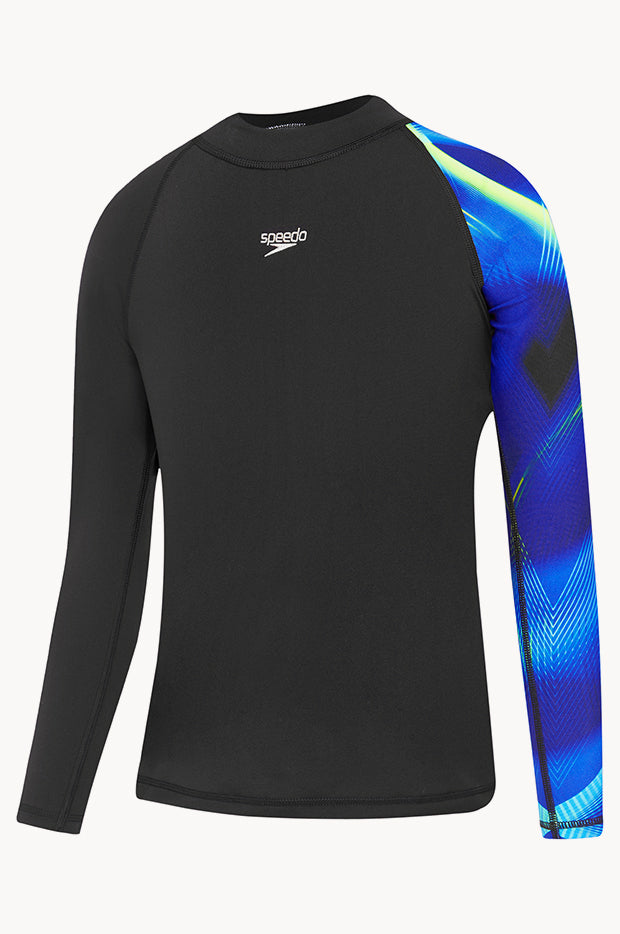 Speedo - Boys Mayhem Suntop - Black/Blue | Swimwear Galore US