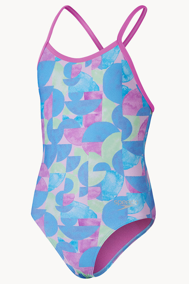 Girls Allover Digital V Back One Piece