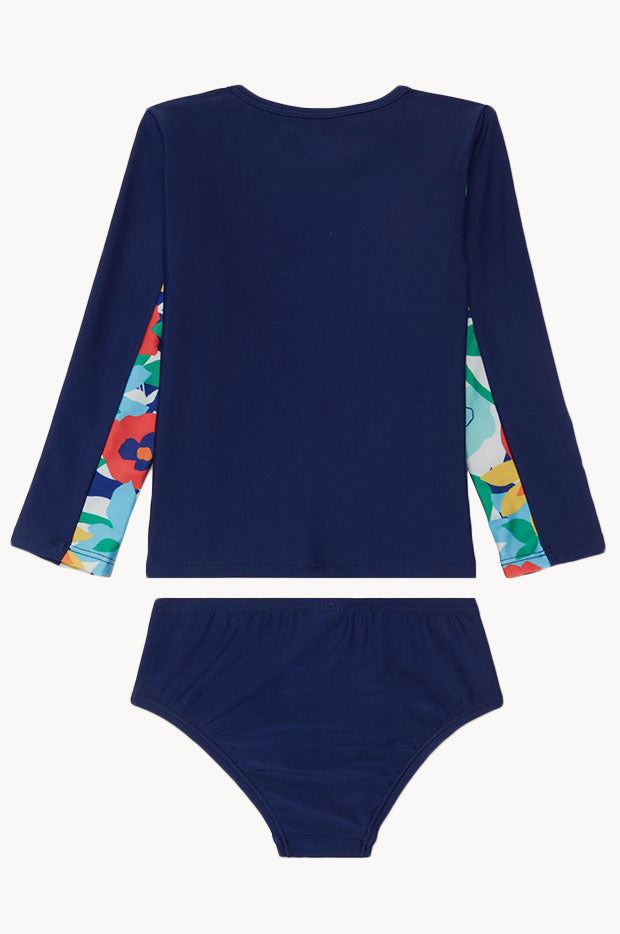 Speedo Girls Collage Floral Rashie Set Navy Swimwear Galore AU