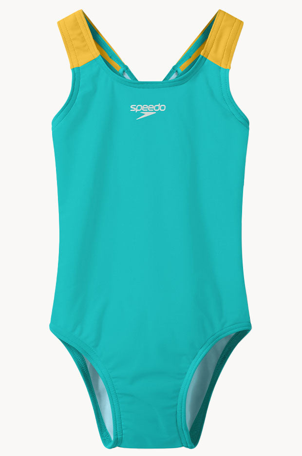 Girls Solid Medalist One Piece