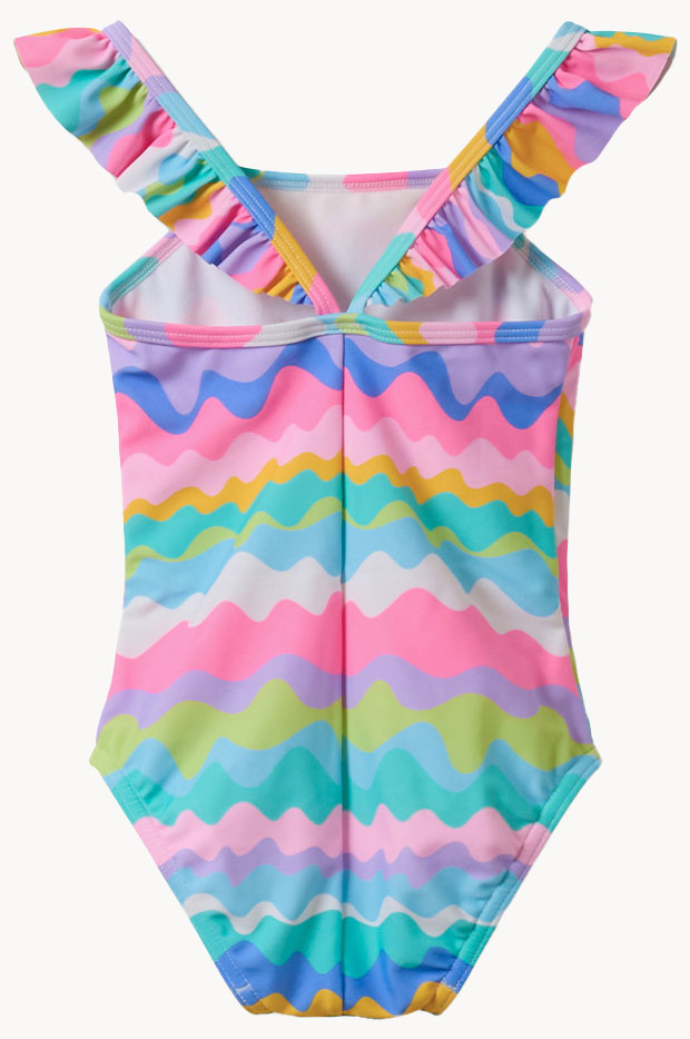 Girls Printed Frill Thinstrap One Piece