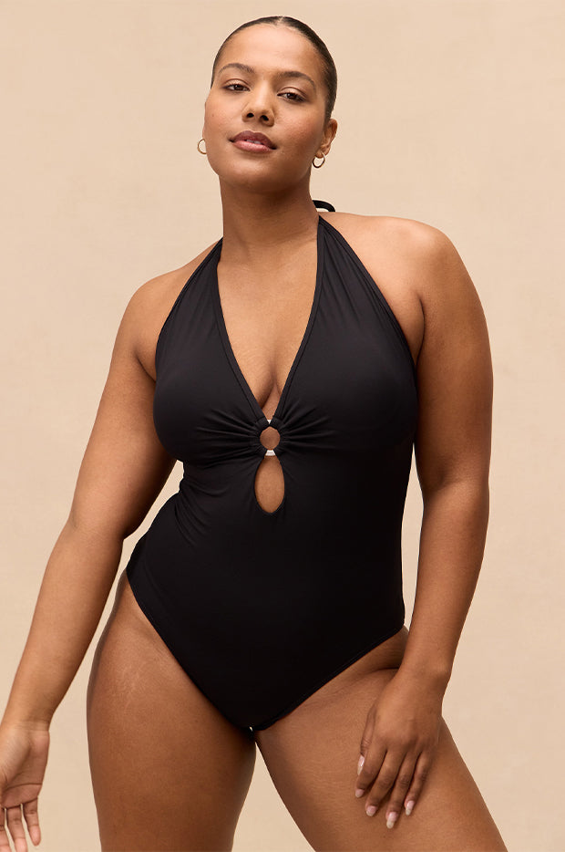 Basix Plunge Ring Halter One Piece