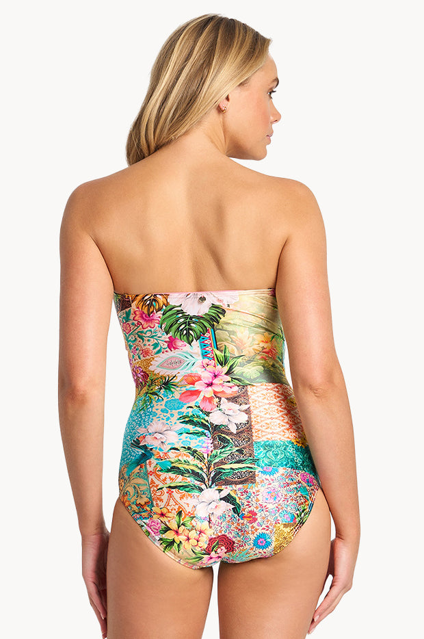 Papaya Twist Bandeau One Piece